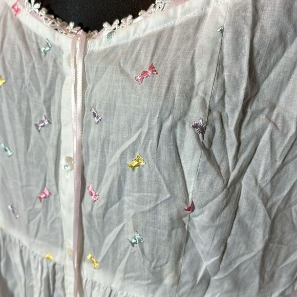 Eileen west vintage 90s coquette nightgown bow embroidered lightweight lace xs - Picture 3 of 11